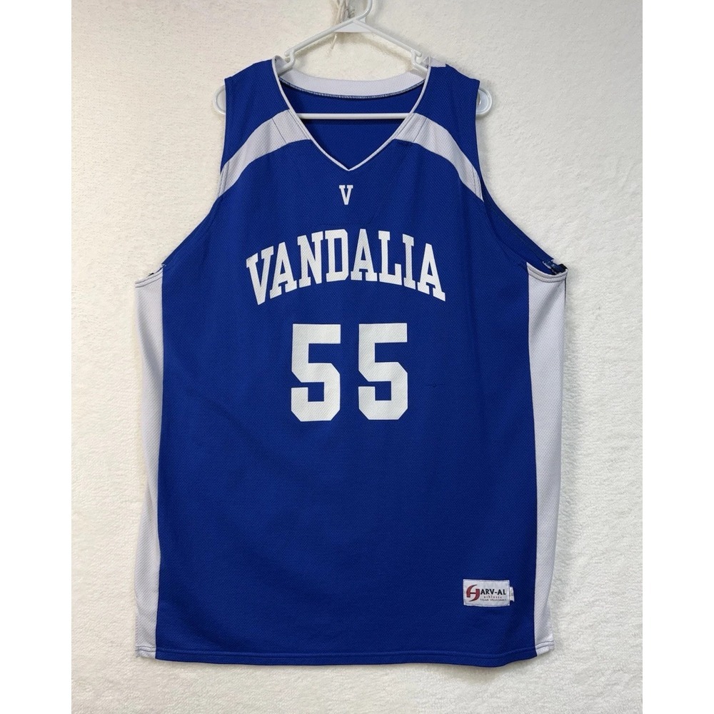 Harv-al Vandalism Basketball Jersey #55 Mens Sz XL Blue White Logo
